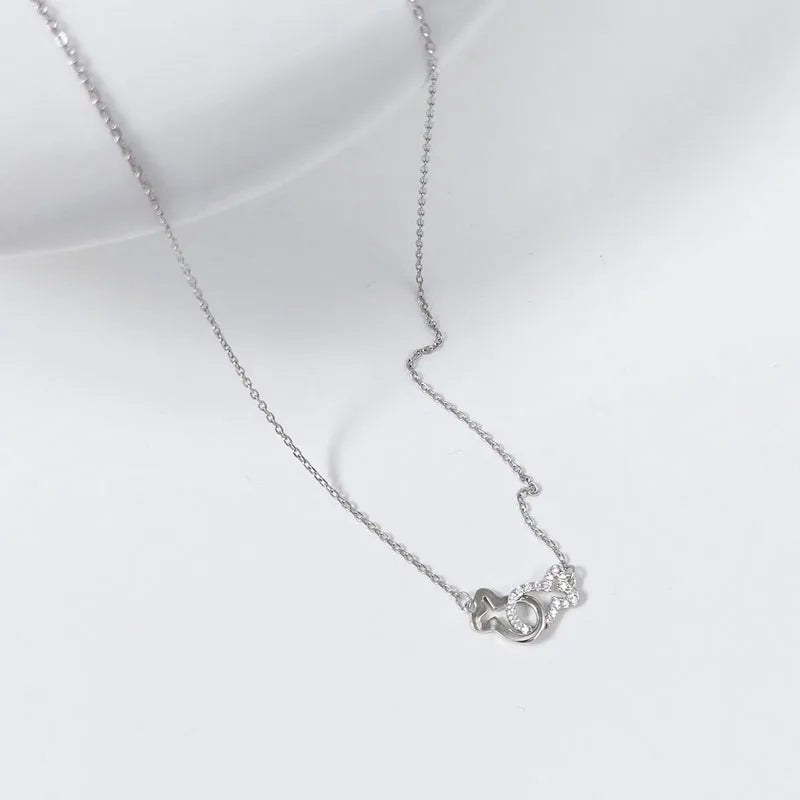 Collar Doble Pez Calado con Zirconias