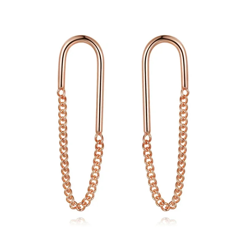 Aretes con Cadena de Eslabones Ovalados