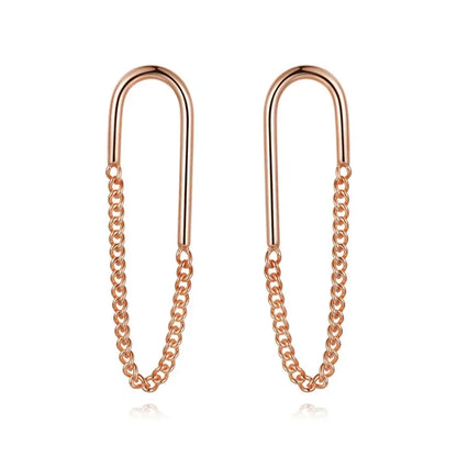 Aretes con Cadena de Eslabones Ovalados