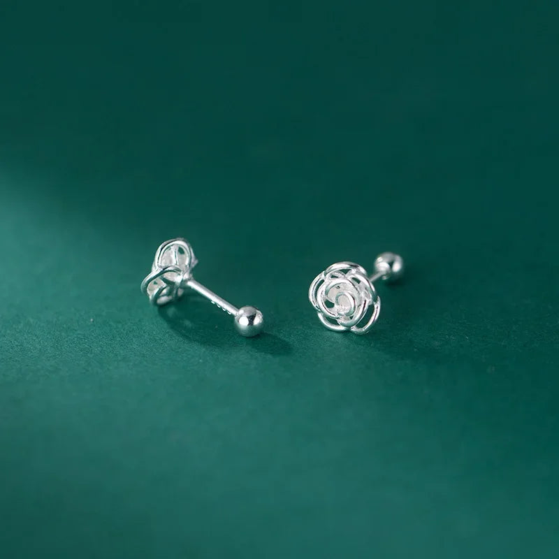 Aretes Flor de Rosa con Cierre de Rosca