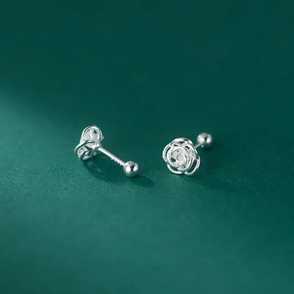 Aretes Flor de Rosa con Cierre de Rosca