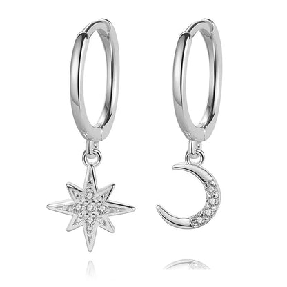 Arracadas Asimétricas Luna y Estrella