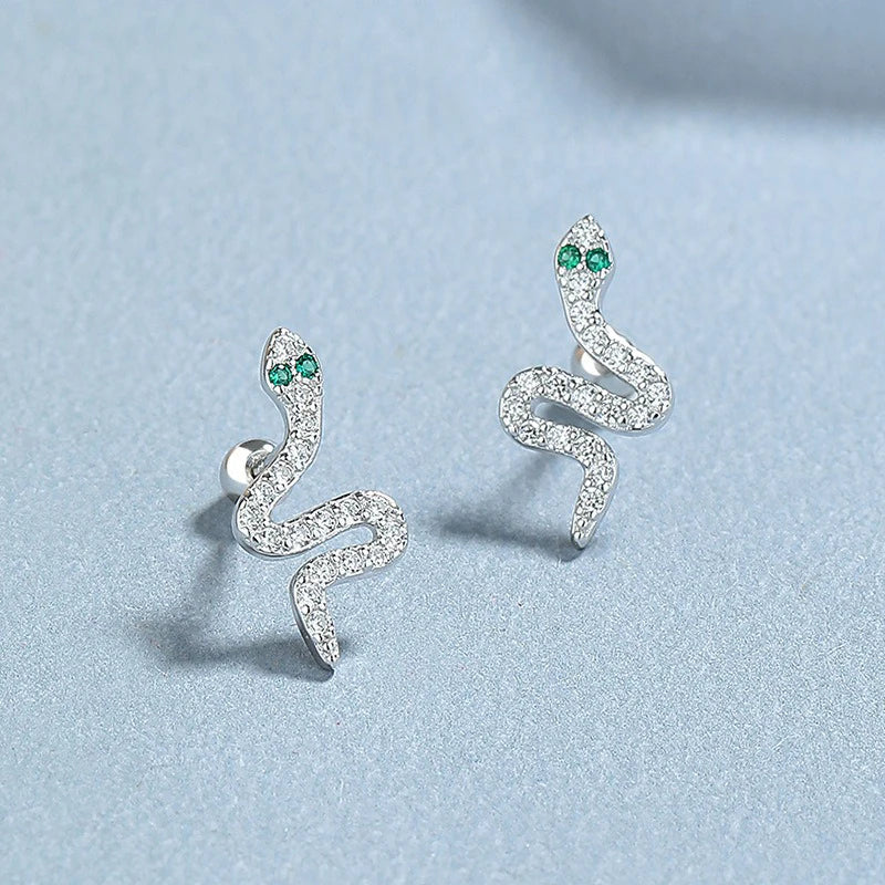 Aretes Serpiente en Espiral con Zirconias