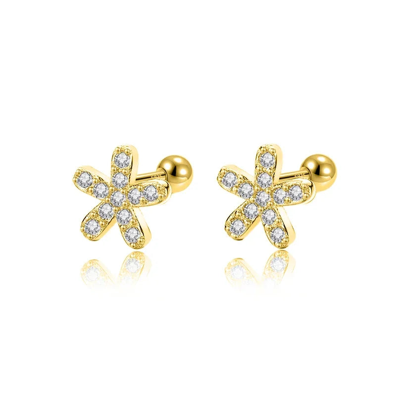 Aretes Flor Brillante con Zirconias