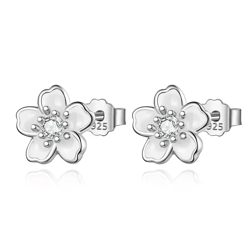 Aretes Flores en Blanco, Rosa o Negro