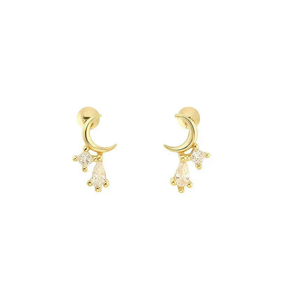 Aretes Luna con Zirconia en Gota