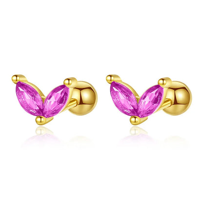 Aretes Zirconia de Color en Cuatro Formas con Rosca