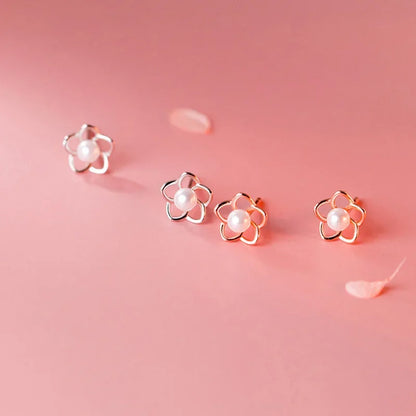 Aretes Flor Delicada con Perla