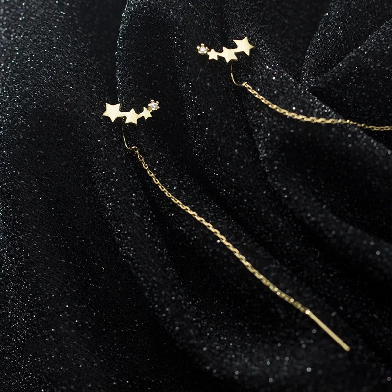 Aretes Largos de Cadena con Estrella