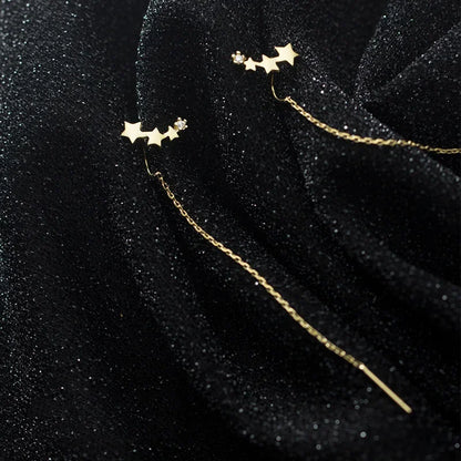 Aretes Largos de Cadena con Estrella