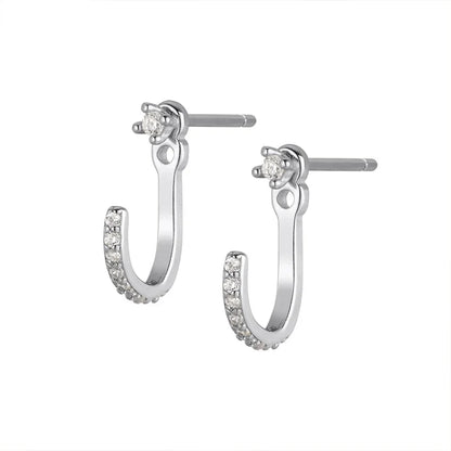 Aretes en Forma de J con Zirconias