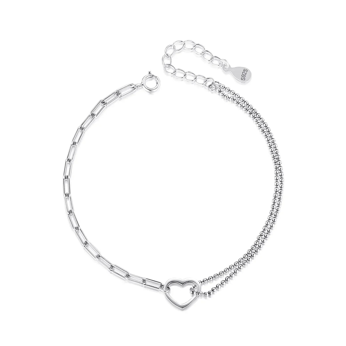 Pulsera Cadena con Corazones y Bolitas