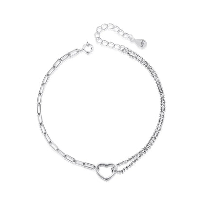 Pulsera Cadena con Corazones y Bolitas