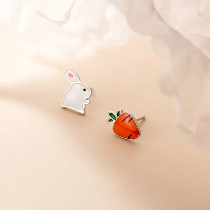 Aretes Conejito y Zanahoria Esmaltados