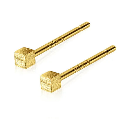Aretes Mini Cuadrados Satinados