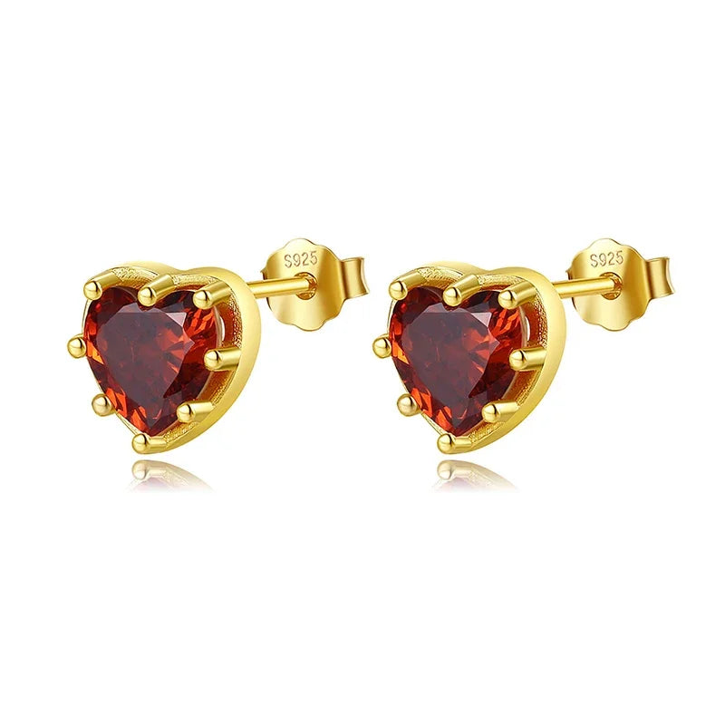 Aretes Corazón Rojo con Zirconias
