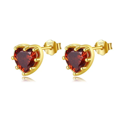 Aretes Corazón Rojo con Zirconias