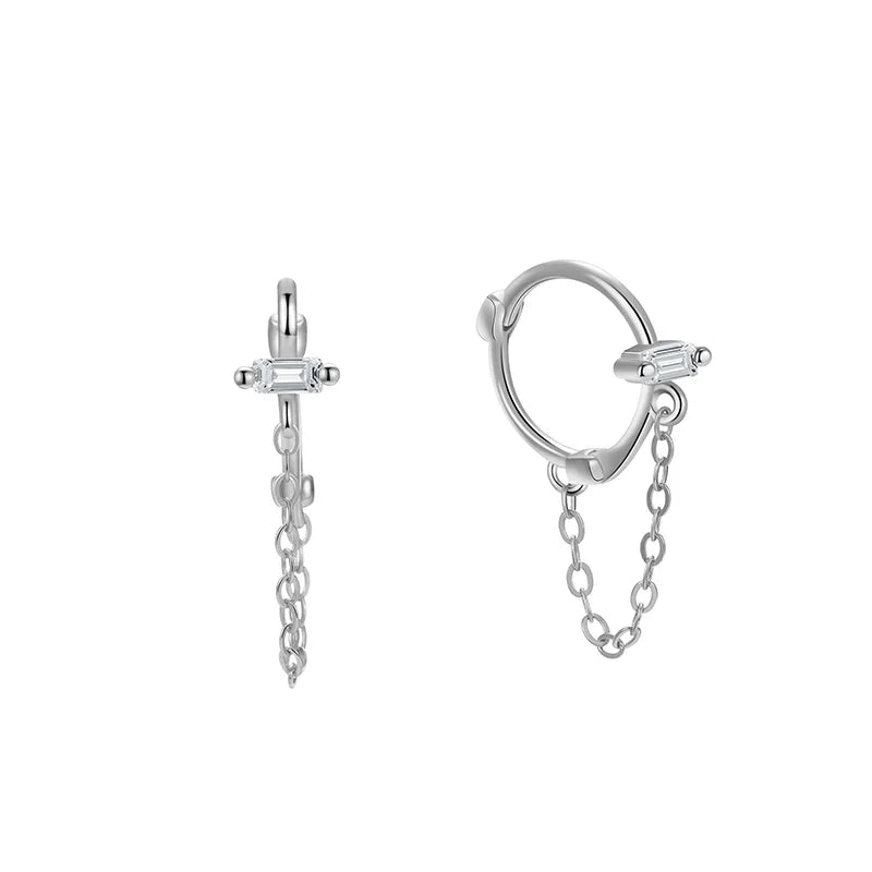 Arracadas con Flecos y Zirconia Cuadrada