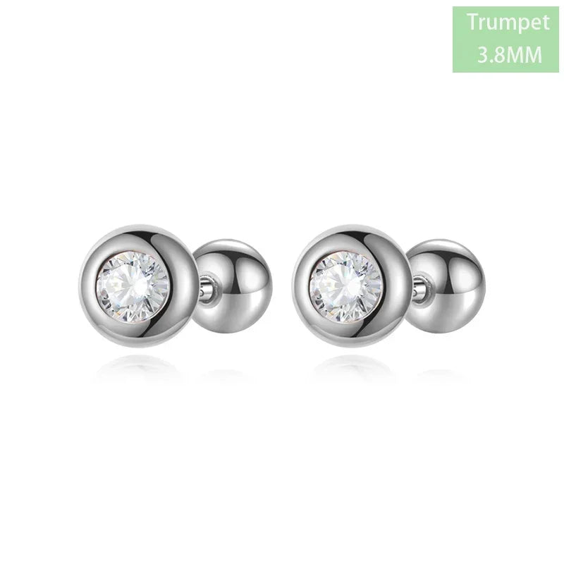 Aretes Solitario Redondo de Zirconia