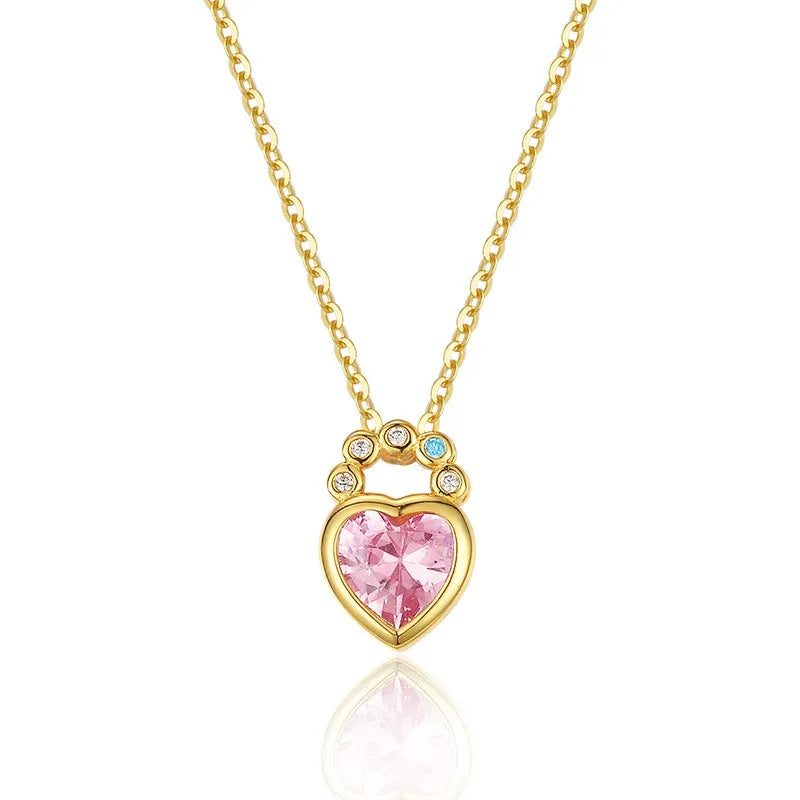 Collar Candado Corazón con Zirconias