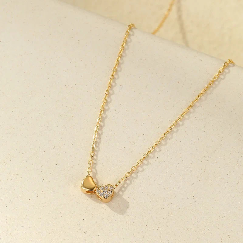 Collar Doble Corazón con Zirconias