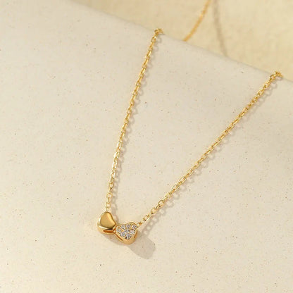 Collar Doble Corazón con Zirconias