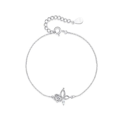 Collar o Pulsera Rosa y Mariposa con Zirconias