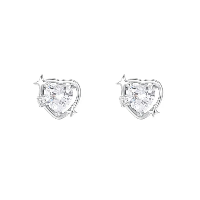 Aretes Estrella de Cuatro Puntas y Corazón
