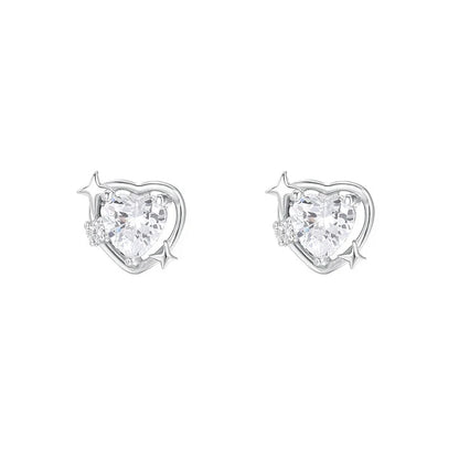 Aretes Estrella de Cuatro Puntas y Corazón
