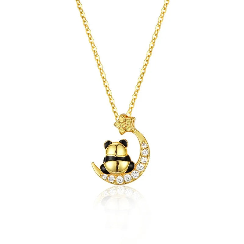 Collar Panda con Luna y Estrella