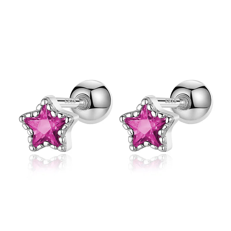 Aretes Zirconia de Color en Cuatro Formas con Rosca