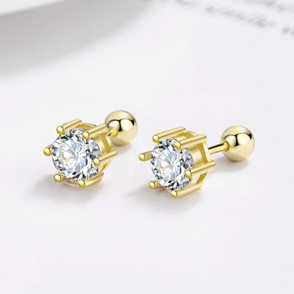 Aretes Zirconia de Seis Garras Dorados o Plateados