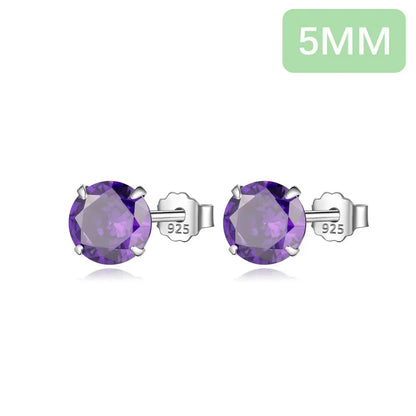 Aretes Solitario de Zirconia Morada