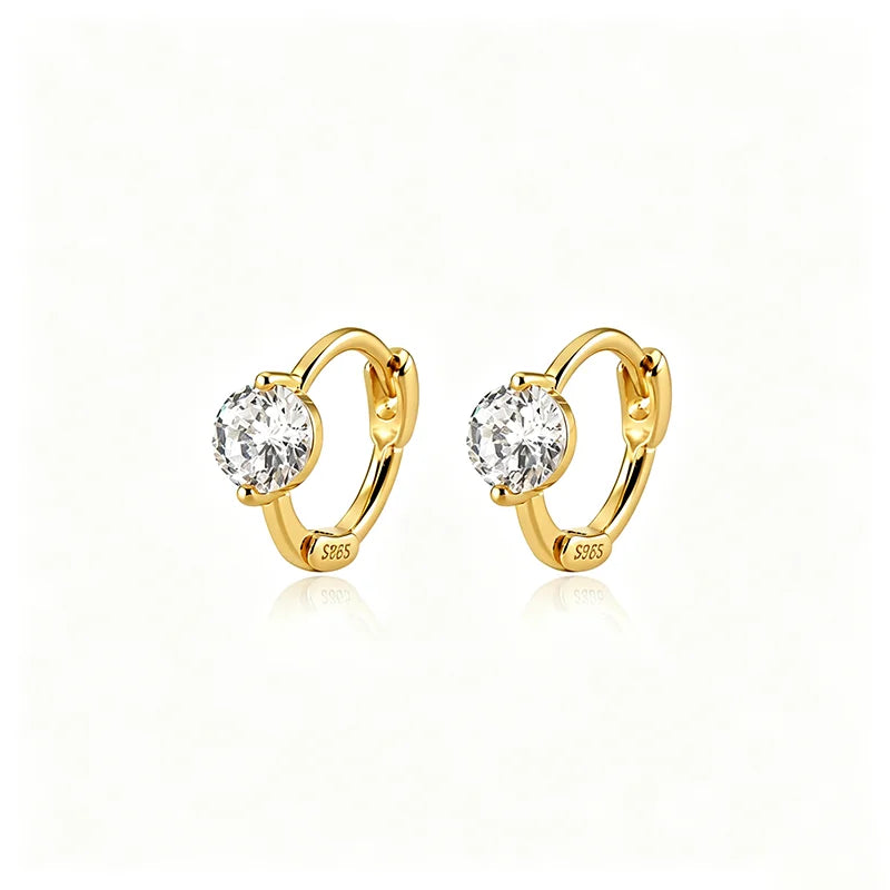 Aretes Redondos Sencillos con Zirconia