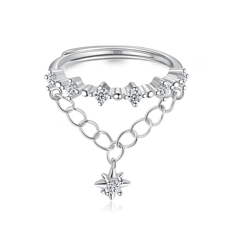 Anillo Doble Cadena con Zirconias