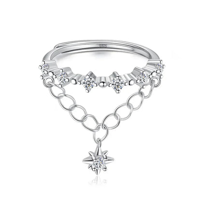 Anillo Doble Cadena con Zirconias