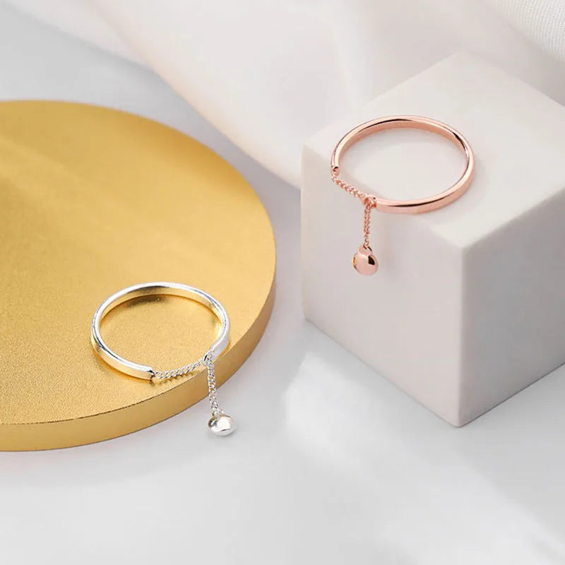 Anillo Cadena de Bolitas Ajustable