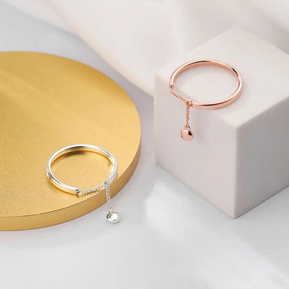 Anillo Cadena de Bolitas Ajustable