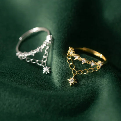 Anillo Doble Cadena con Zirconias