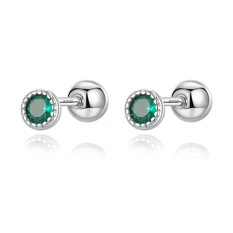 Aretes Zirconia Redonda de Color