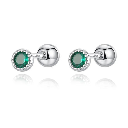 Aretes Zirconia Redonda de Color
