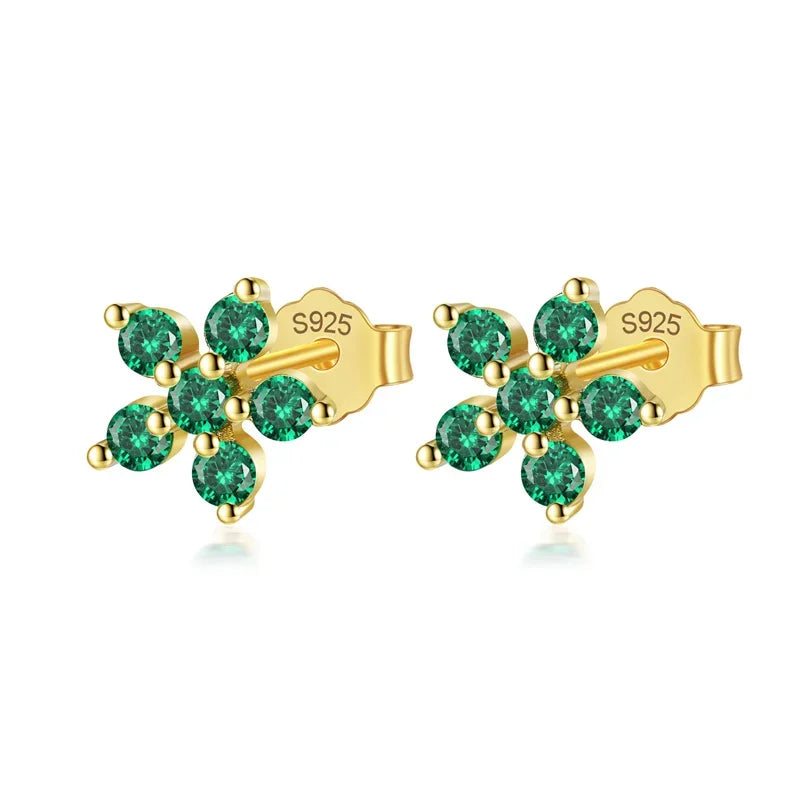 Aretes Flor con Zirconias de Color