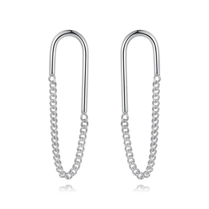 Aretes con Cadena de Eslabones Ovalados