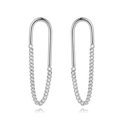 Aretes con Cadena de Eslabones Ovalados