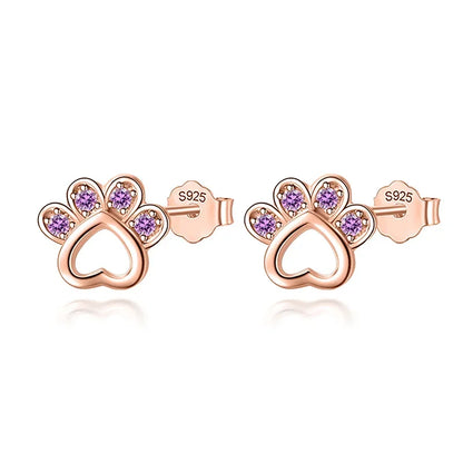 Aretes Huellita con Zirconia Rosa