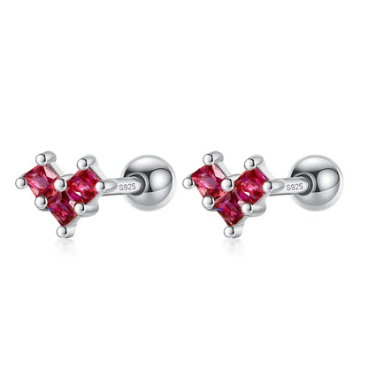 Aretes Bolita con Corazón de Zirconia