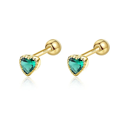 Aretes Zirconia de Color en Cuatro Formas con Rosca