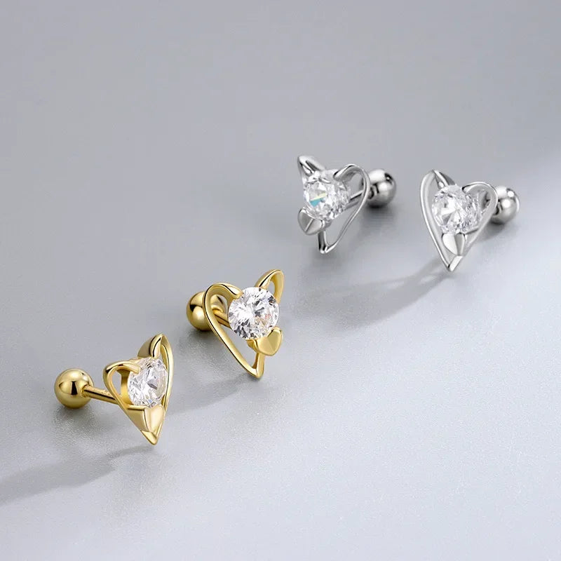 Aretes Corazón de Rosca en Plateado o Dorado
