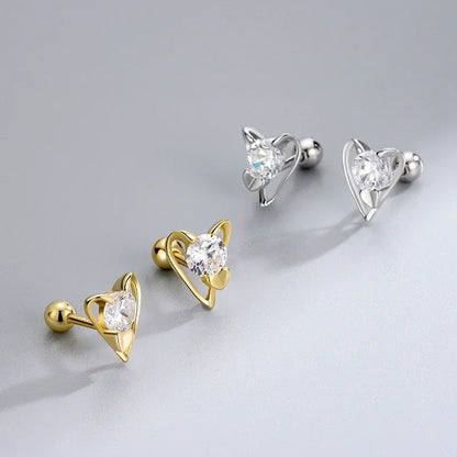 Aretes Corazón de Rosca en Plateado o Dorado