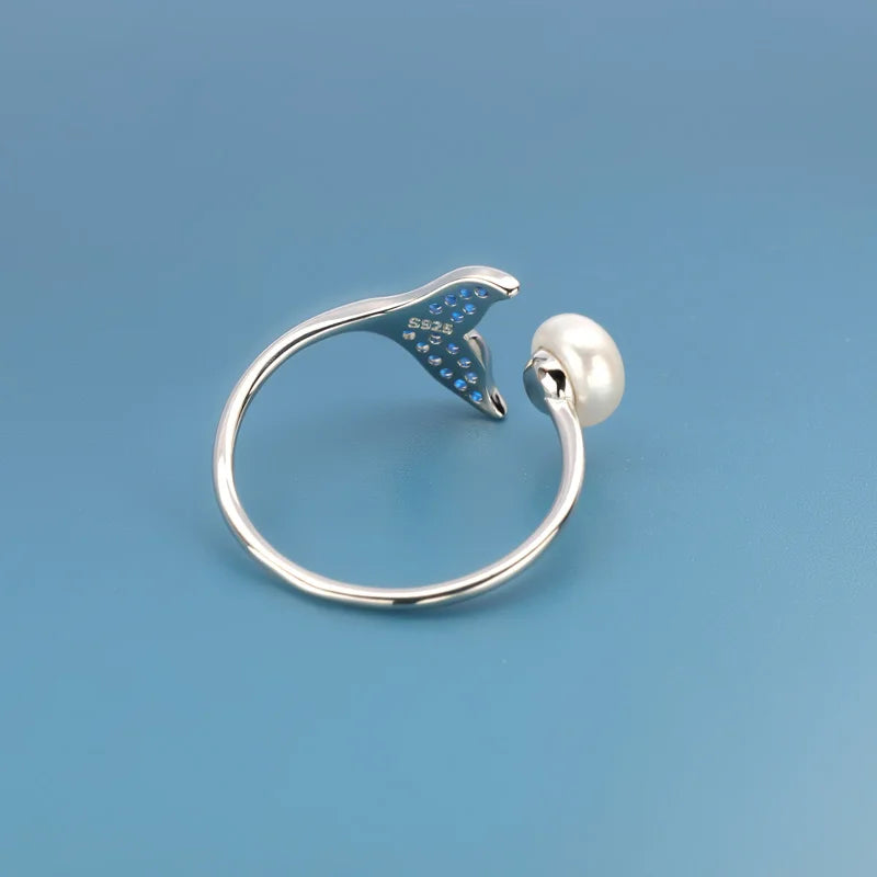 Anillo Cola de Sirena con Perla de Agua Dulce